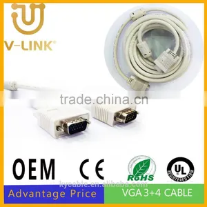 High Speed and Quality Vga Cable With Magnet Rings, Male to Male Vga to Vga Cable 3+4 for Monitor/computer/projrctor thumbnail-1