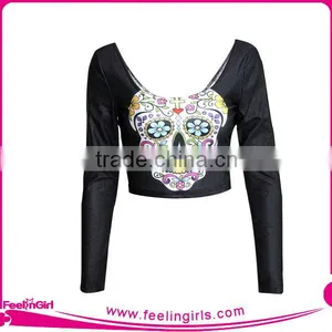 Plain Customized Cheerleading Black Crop Tops for Ladies thumbnail-1