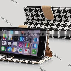 Newest Swallow Gird Leather Flip Phone Cases for Iphone 6 thumbnail-2