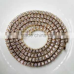 New Fashion Hip Hop Plated Gold Diamond Necklace thumbnail-1