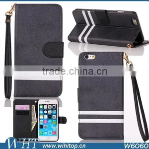 Case For IPhone 6 Plus Wallet Leather Case + Strips Color Mix Design With Card Slots PU Leather thumbnail-5