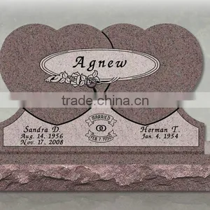 China Double Heart Tombstone Granite Headstones Hot Sale thumbnail-1
