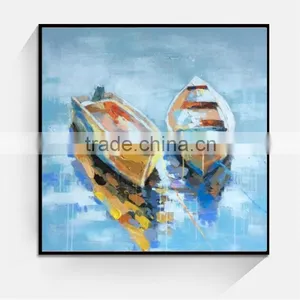 Thick Oil Handmade Boat Scenery Canvas Painting Art thumbnail-1