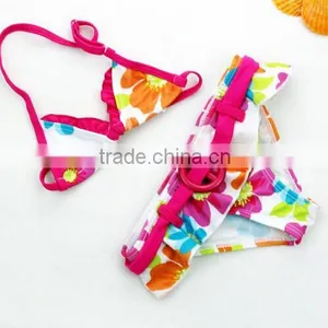 Kids Pink Yellow Floral Bikini 2 pc Swimsui thumbnail-1