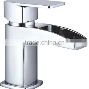 Waterfall Open Spout Deck Mounted Basin Mixer Tap thumbnail-1