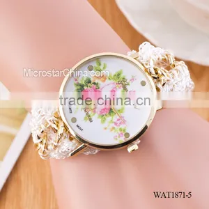 DIY Hand Made Woven Chain Flowers Watch Women thumbnail-1