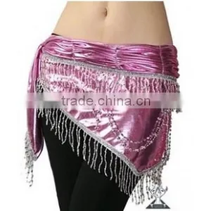 Wuchieal Golden and Silver Beaded and Tassel Belly Dance Hip Scarf QC0441 thumbnail-4