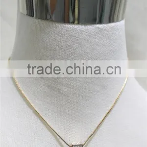 Cheap Corn Chain Necklace Square w/ Clear Diamond Necklace Simple Chain Gold Necklace2016 Fashion Style Wholesale thumbnail-1