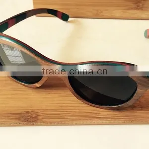2015 OEM Colorful Lenses Wooden Bamboo Sunglasses, 100% Handmade Skateboard Sun Glasses thumbnail-4
