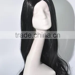 Long Black Straight Silk Wave Wig Crazy Color Wig Show Girl Wig for Bar N330 thumbnail-1