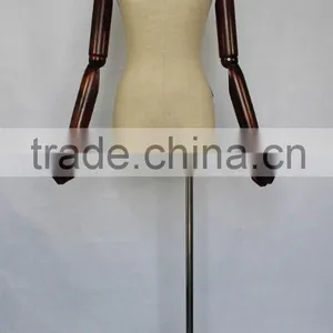 Female Upper Body Dress Forms With Wooden Arms & Different Base thumbnail-1