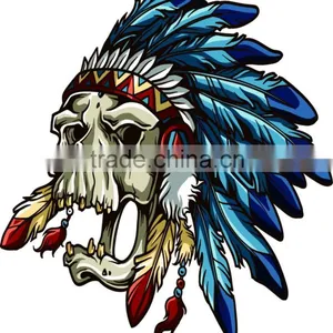 Long Lasting One Week Fashion Full Colors Skull Tribal Indiana Designs Tattoos thumbnail-1