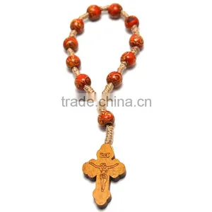 Cording Bead Rosary,wooden Deads Rosary Necklace,catholic Decade Rosaries Yiwu thumbnail-3