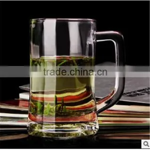 Promotional Custom Design Tall Glass Beverage/Glass Beer Mug With Handle thumbnail-2