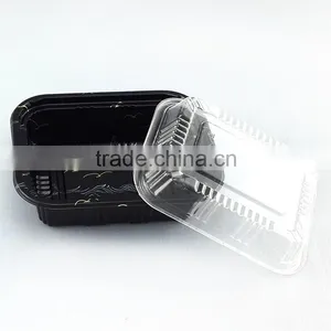 Food Grade Plastic Disposable Black With Lid Container for Take Out Sushi Tray thumbnail-2