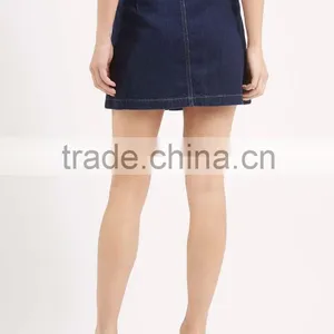 Girls Denim Skirt Machine Wash Denim Skirt Dark Indigo Denim Skirt thumbnail-4