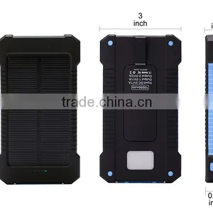 Waterproof 10000mah Mini Portable Solar Charger Cell Phone With Camping Light and Compass thumbnail-2