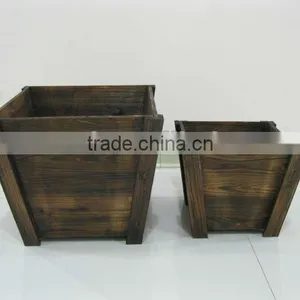 Tapered Set of 2 Square Wooden Planter thumbnail-1