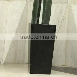 GQ5 Black Tall Flowerpot White Square Plastic Pot thumbnail-1