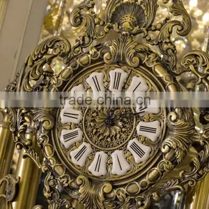 Antique Copper Clock With Crystal Column, 19th Century French Gilded Bronze Clock thumbnail-5