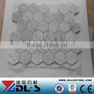 Bianco Carrara White Marble Mosaic Antique Polished Tile Middle Hexagon thumbnail-1