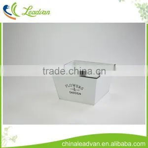 Wholesale Reusable Large White Square Galvanized Metal Flower Pots and Vases thumbnail-2