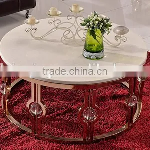C366-1 Stainless Steel Marble Coffee Table thumbnail-1