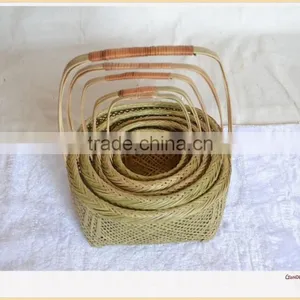 Wholesale Cheap Bamboo Basket With Handle Woven Basket thumbnail-1