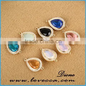 Crystal Bezel Blue Stone Pendant for Earring ,Glass Stone Pendant Whoesale thumbnail-2