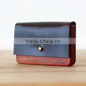 Leather Wooden Card Holder Flat Card Pocket PU Leather Credit Card Holder Wholesale thumbnail-6