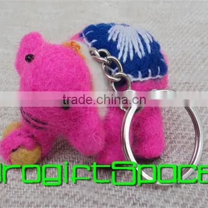 2017 Elephant Felt Keychain Pink Color Made in China thumbnail-1
