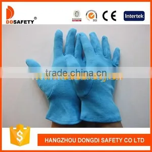 100% Blue Cotton Polyester Reversible Hem Working Gloves thumbnail-1