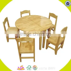 Wholesale Cute Style Baby Wooden Table and Chairs Household Top Quality Wooden Table and Chairs Set W08G092 thumbnail-2