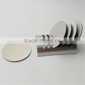 Customized Logo 6pcs Stainless Steel Coffee Cup Coaster Set With Holder thumbnail-3