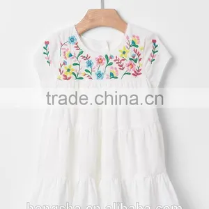 Summer Embroidery Child Clothes Pretty Floral Print Baby Girl Dress HSD5038 thumbnail-2