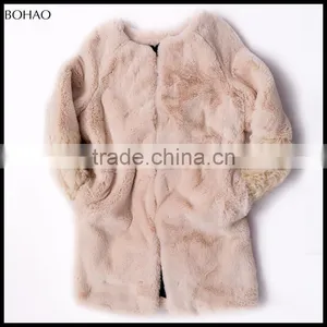 Winter Thick High Quality Long Fancy Stitching Sleeve Knitted Fur Coat thumbnail-1
