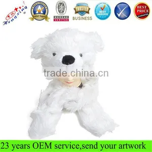 Winter White Puppy Stuffed Plush Animal Winter Hat Paws One Size thumbnail-1
