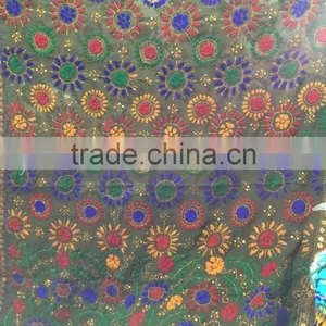Multicolor PHULKARI GEORGETTE DUPATTA SHAWL Fabric , Hand Embroidery 2.2 Metre Long thumbnail-1