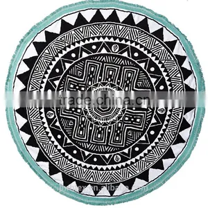 Custom 100% Cotton Printed Round Beach Towel Made in China thumbnail-1