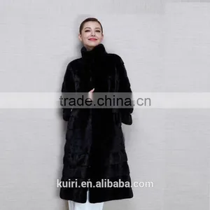 Europe Style Plus Size Woman Mink Fur Black Long Coat Luxurious Ladies Outdoor Overcoat thumbnail-3