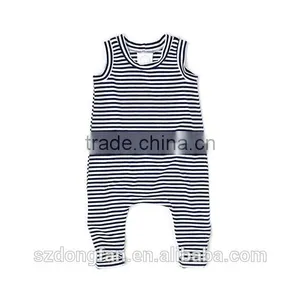Boutique Baby Clothes 100% Cotton Navy Stripe Unisex Romper For New Born Baby thumbnail-1