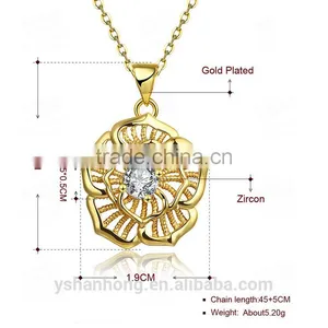 Fashion is Hollow-out Decorative Pattern Diamond Pendant Necklace thumbnail-2