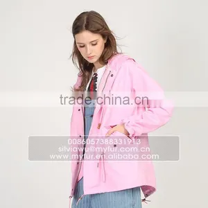 Myfur Pink Shell Fashion Lady Parka Jacket With Real Fur Lining Fox Body Fur Hood thumbnail-5