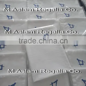 Blue Square & Compass100% White Cotton Masonic Handkerchief thumbnail-1