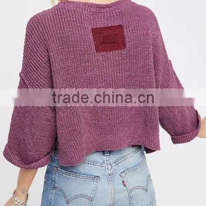 Runwaylover 127 New Style 2017 Ladies Deep V-Neck Loose Knitted T-Shirts thumbnail-2