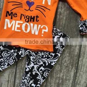 Baby Girls Halloween Clothing Girls Are You Kitten me Right Meow Outfits Girls Halloween Outfits Damask Capri With Accessories thumbnail-3