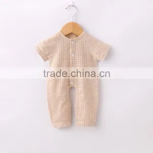 Wholesale Quality Baby Clothing Organic Cotton Onesie Baby Romper Plaid thumbnail-1