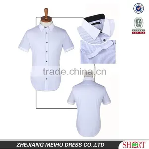 High Quality 100% Cotton New Design Men Slim Fit Short Sleeve Dress Shirt for Summer thumbnail-3