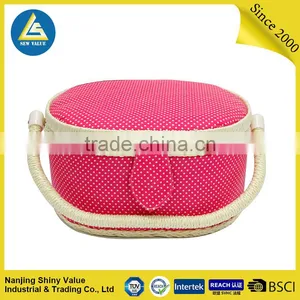 Full Cotton Fabric Covering Single Handle Oval Household Storage Basket thumbnail-1