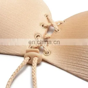 Sexy Push Up Bra Silicone Lace Up Invisible Strapless Bras for Women thumbnail-3